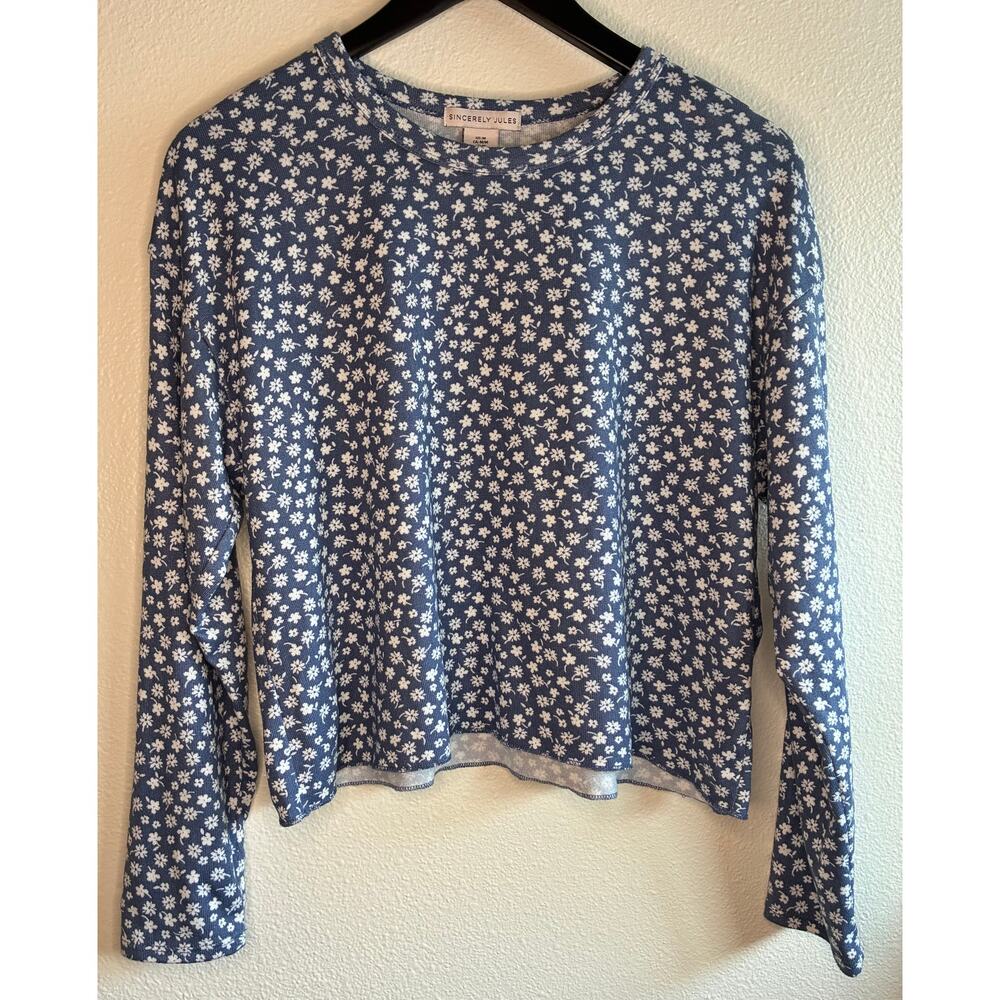 SINCERELY JULES | Floral Knit Long Sleeve Crop Top | Medium